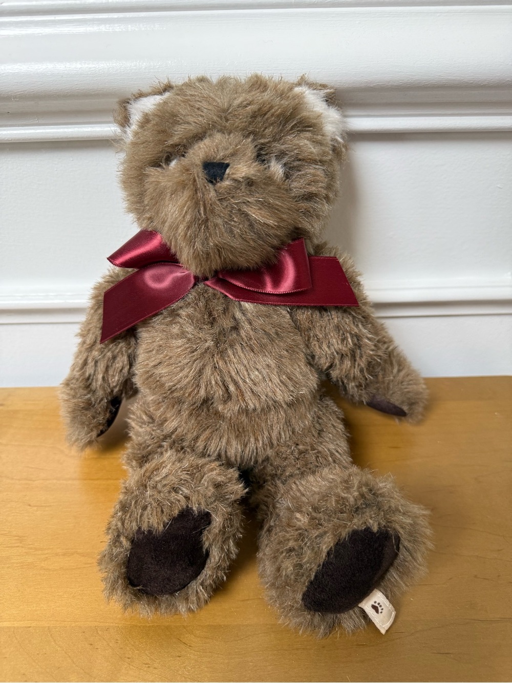 Boyds Bears Brown Teddy with Burgundy Ribbon